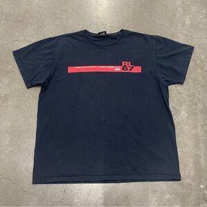 Vintage 1990s Polo Jeans Ralph Lauren Navy Blue T-Shirt Size 2XL Unisex 25x31”